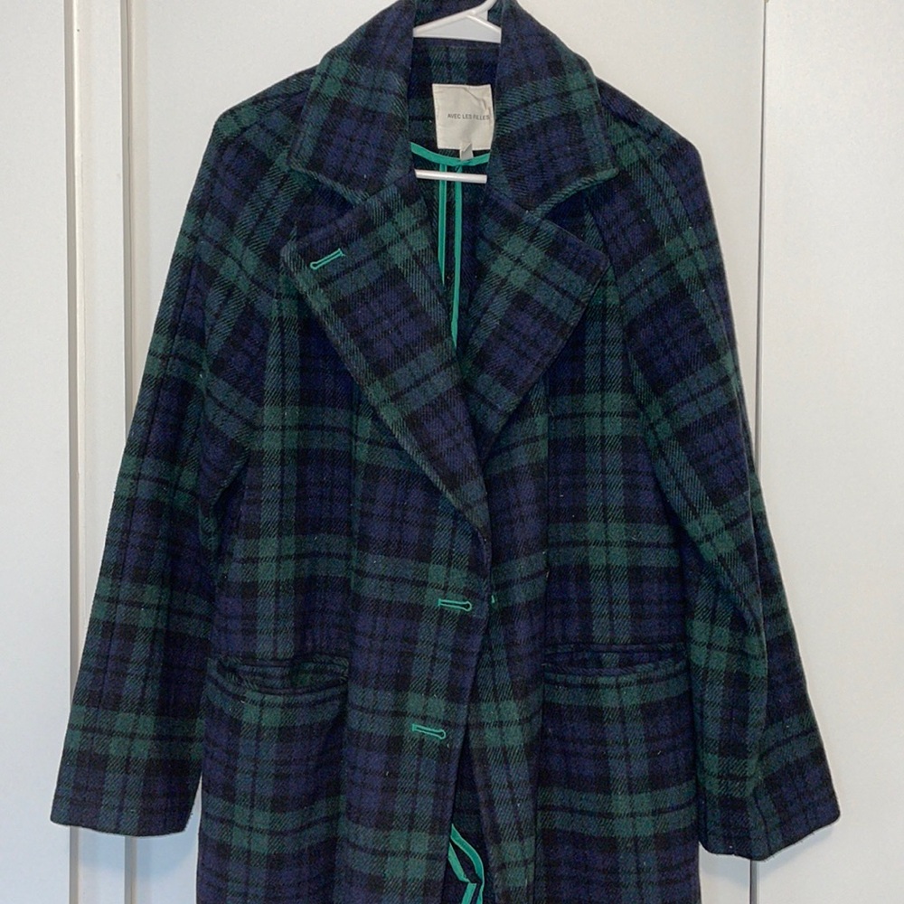 Avec Les Filles Green Plaid Coat